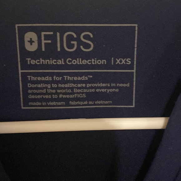 FIGS Casma Navy Blue Scrub Top, EUC, Size XXS - Picture 2 of 8